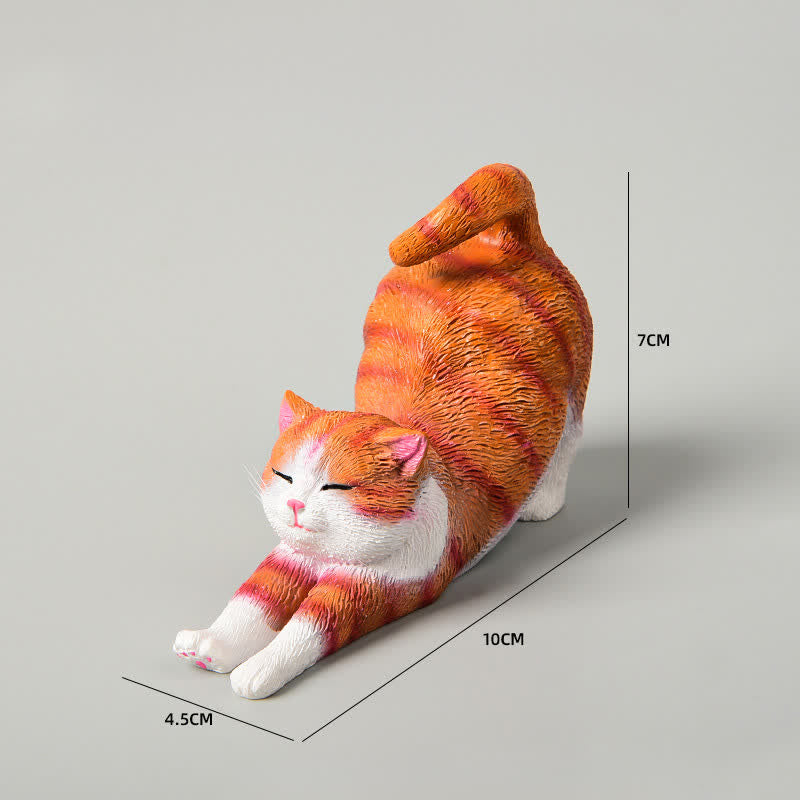 Buddha Stones 手描き樹脂製怠け者の子猫の動物装飾 - オレンジタビー - image 8