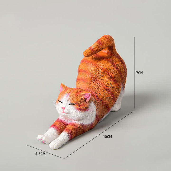 Buddha Stones 手描き樹脂製怠け者の子猫の動物装飾 - オレンジタビー - image 8