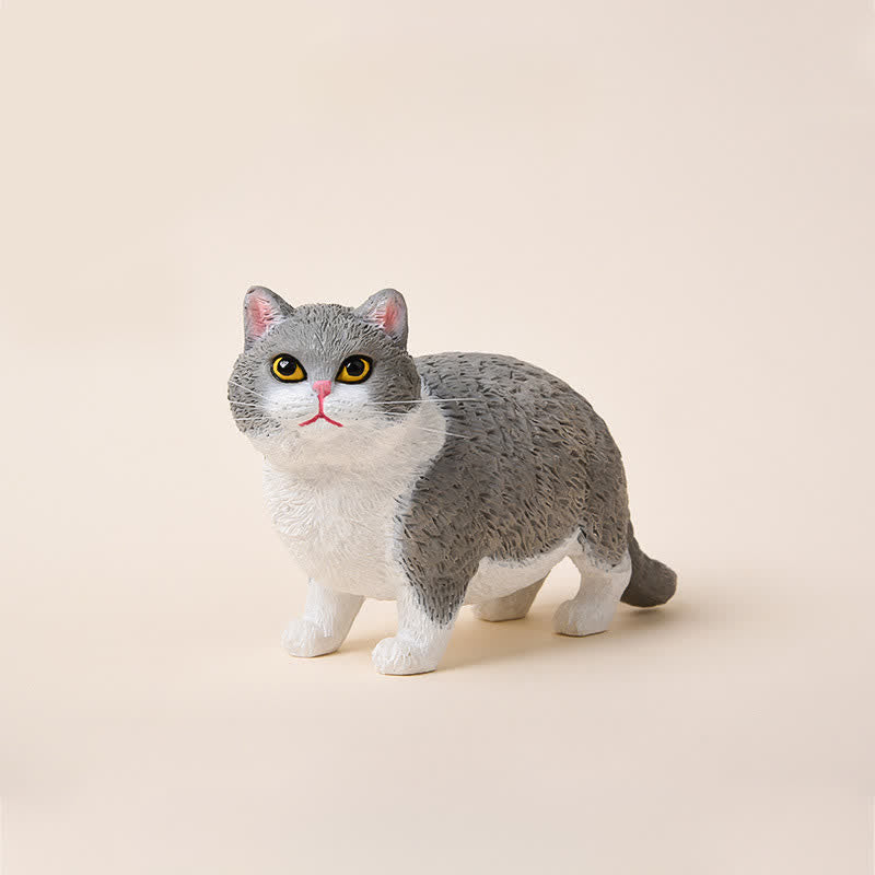 Buddha Stones 塗装済み樹脂製ぽっちゃり猫のかわいい動物装飾 - 青と白 - image 9