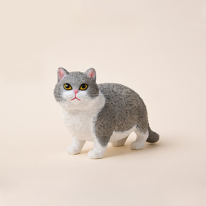 Buddha Stones 塗装済み樹脂製ぽっちゃり猫のかわいい動物装飾 - 青と白 - image 9