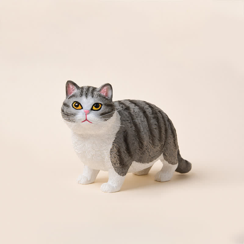 Buddha Stones 塗装済み樹脂製ぽっちゃり猫のかわいい動物装飾 - グレーホワイトタビー - image 16