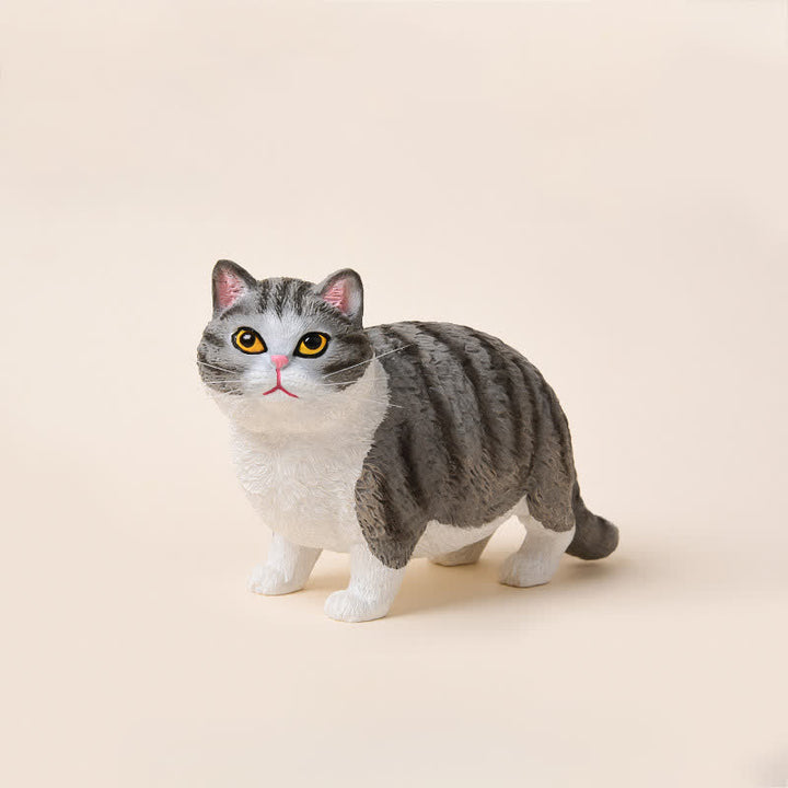 Buddha Stones 塗装済み樹脂製ぽっちゃり猫のかわいい動物装飾 - グレーホワイトタビー - image 16