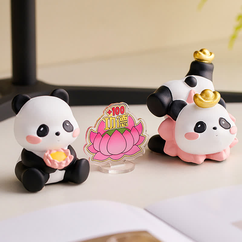 Buddha Stones 樹脂製ロータスパンダのスマホスタンド かわいい動物の装飾 - image 3