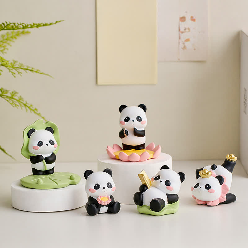Buddha Stones 樹脂製ロータスパンダのスマホスタンド かわいい動物の装飾 - image 0