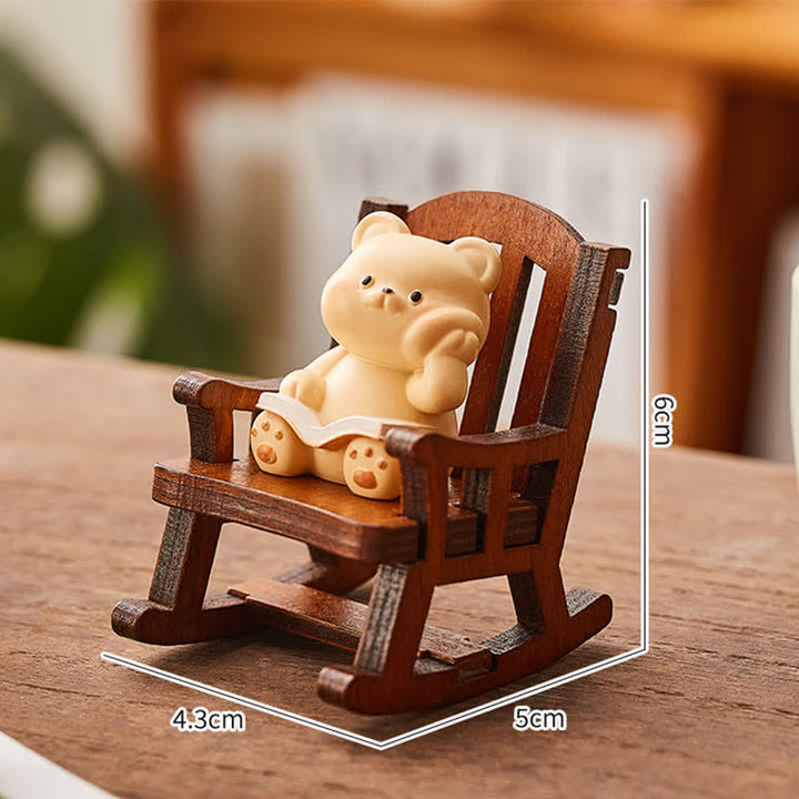 Buddha Stones 樹脂製かわいい動物ロッキングチェア 快適なデスクデコレーション - クマ - 樹脂（保護♥安定エネルギー） - image 6
