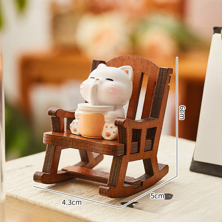 Buddha Stones 樹脂製かわいい動物ロッキングチェア 快適なデスクデコレーション - 猫 - 樹脂（保護♥安定エネルギー） - image 9