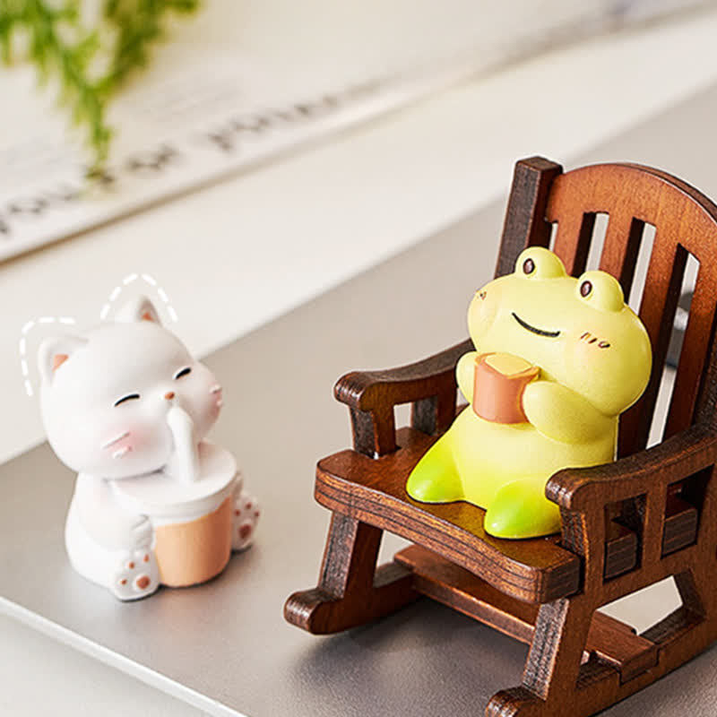 Buddha Stones 樹脂製かわいい動物ロッキングチェア 快適なデスクデコレーション - image 4