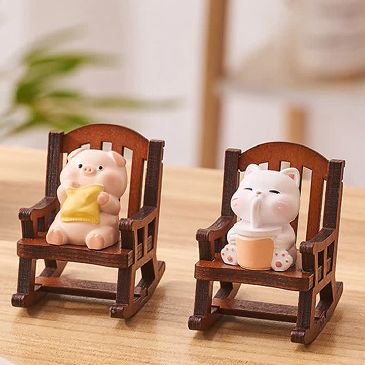 Buddha Stones 樹脂製かわいい動物ロッキングチェア 快適なデスクデコレーション - image 11