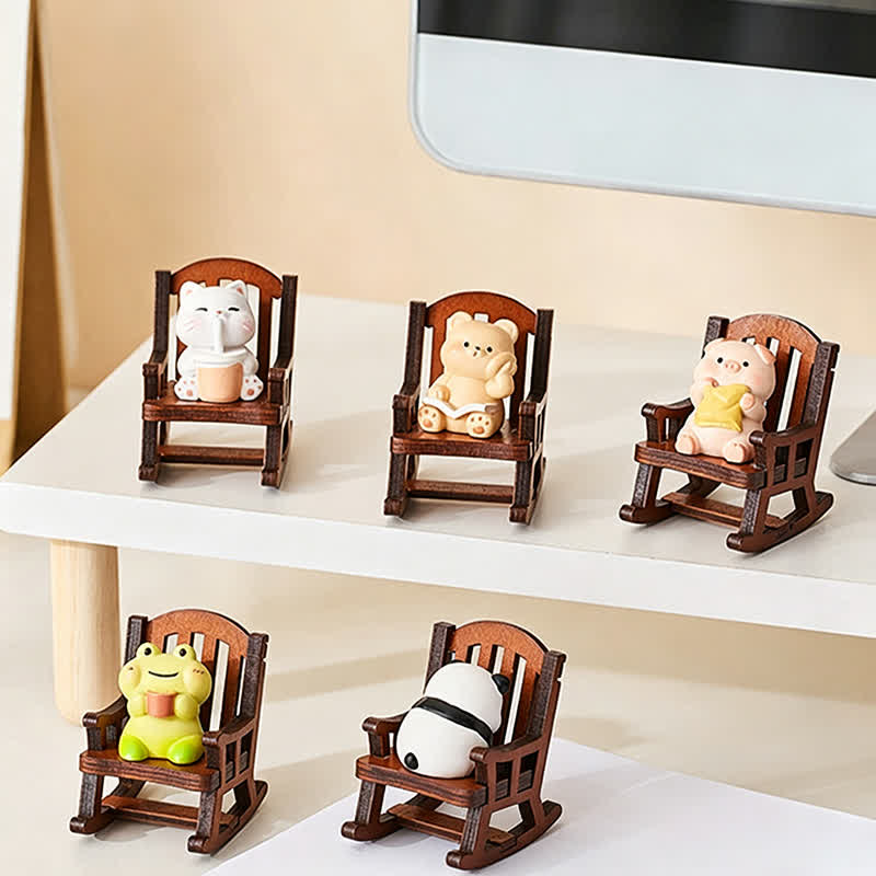 Buddha Stones 樹脂製かわいい動物ロッキングチェア 快適なデスクデコレーション - image 13