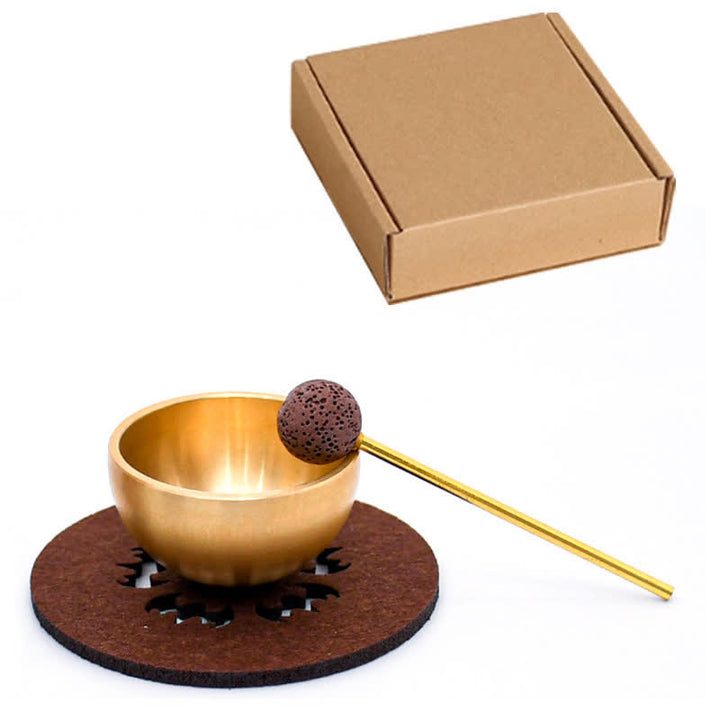 Buddha Stones 真鍮製ミニグラウンディング瞑想シンギングボウルギフトセット - シンプルなパッケージ - 銅（バランス♥富） - image 10