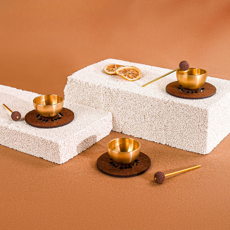Buddha Stones 真鍮製ミニグラウンディング瞑想シンギングボウルギフトセット - image 7