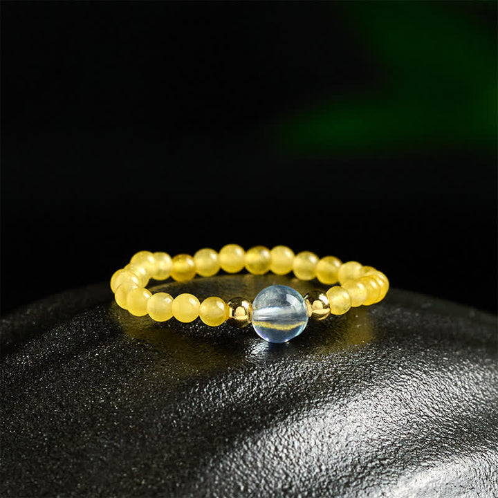 Buddha Stones 2mmミニビーズ 天然ロードナイト アクアマリン トパーズ ローズクォーツ ヒーリング用伸縮リング - image 10