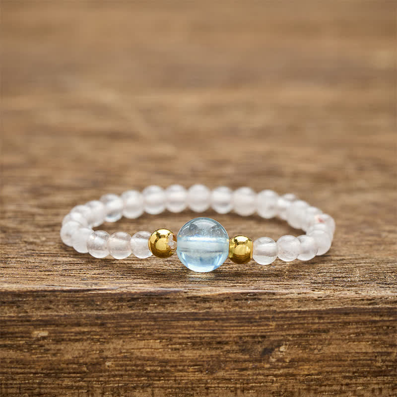 Buddha Stones 2mmミニビーズ 天然ロードナイト アクアマリン トパーズ ローズクォーツ ヒーリング用伸縮リング - 天然ローズクォーツ（色味は個体差があります）＋天然アクアマリン（色味は個体差があります）（2mm＋4mm） - image 13