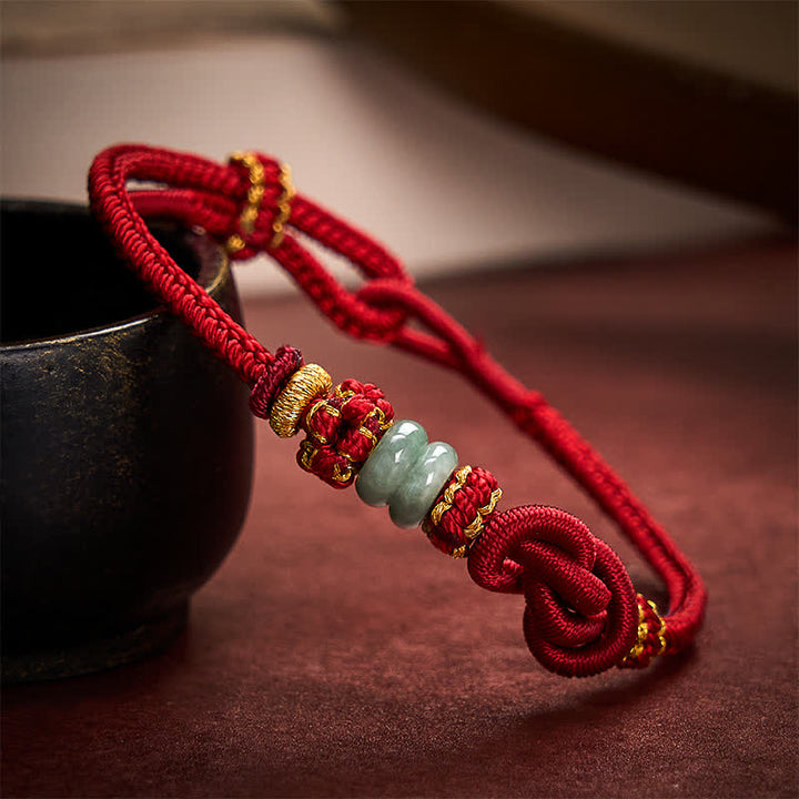 Buddha Stones 中国結び幸運翡翠手織り調節可能ブレスレット - image 9