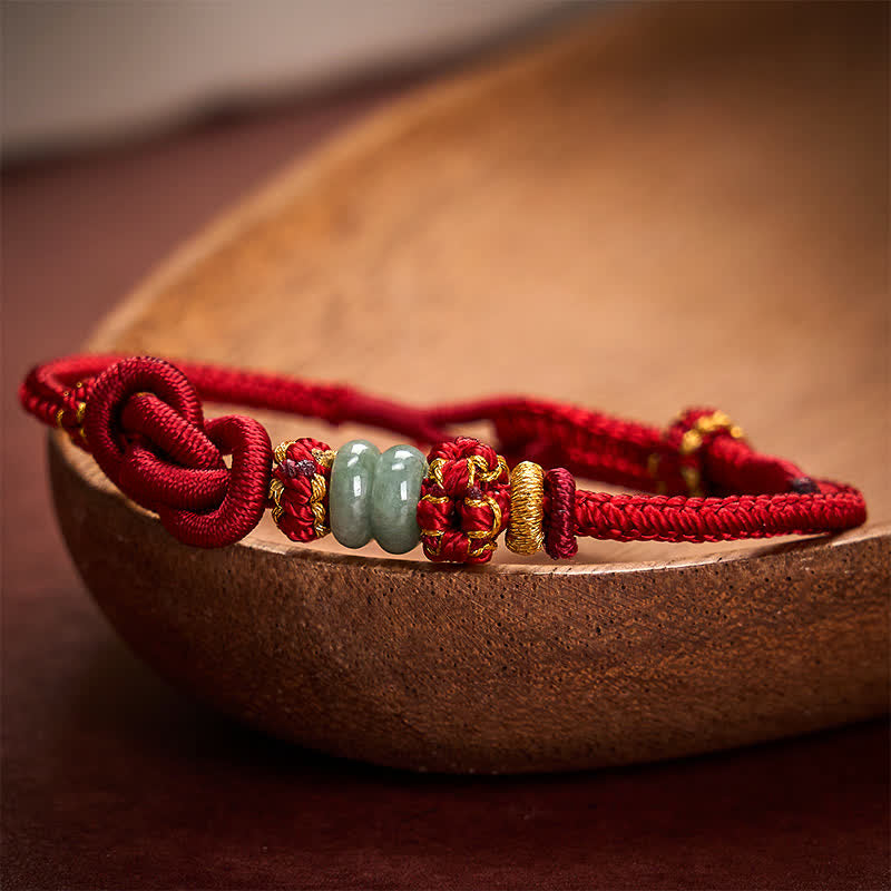 Buddha Stones 中国結び幸運翡翠手織り調節可能ブレスレット - image 10