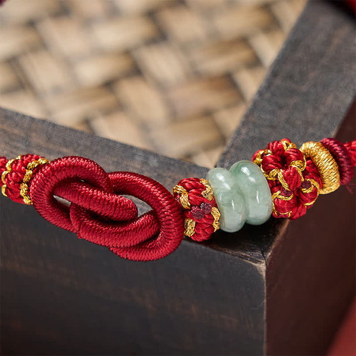 Buddha Stones 中国結び幸運翡翠手織り調節可能ブレスレット - image 13