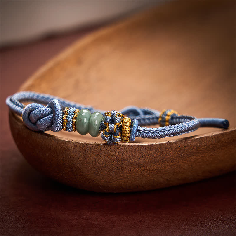 Buddha Stones 中国結び幸運翡翠手織り調節可能ブレスレット - image 16
