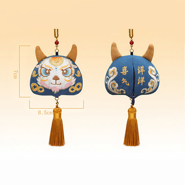 Buddha Stones 中国の十二支刺繍入り龍虎タッセル幸運かわいい動物装飾 - ヤギ - image 18