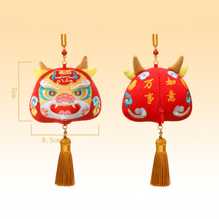 Buddha Stones 中国の十二支刺繍入り龍虎タッセル幸運かわいい動物装飾 - 牛 - image 32