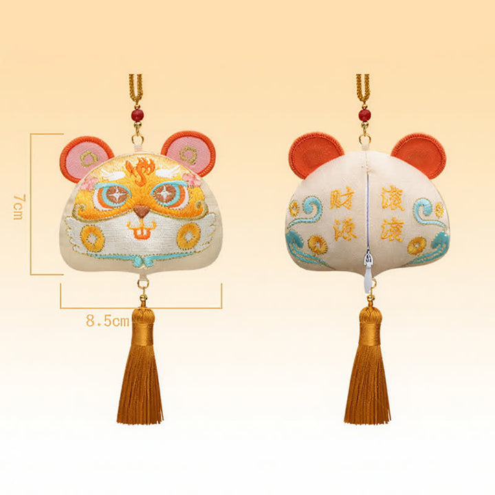 Buddha Stones 中国の十二支刺繍入り龍虎タッセル幸運かわいい動物装飾 - ねずみ - image 13