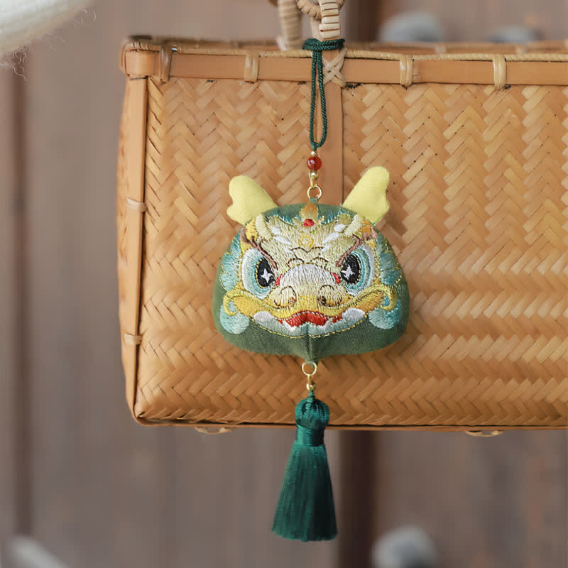 Buddha Stones 中国の十二支刺繍入り龍虎タッセル幸運かわいい動物装飾 - image 3
