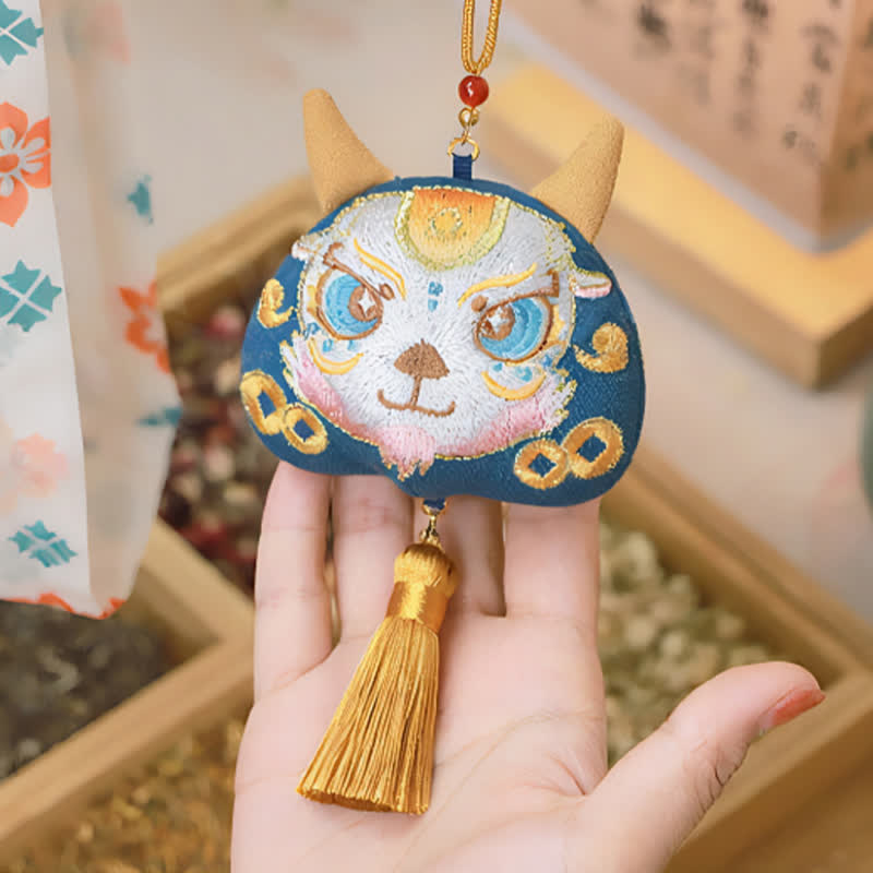 Buddha Stones 中国の十二支刺繍入り龍虎タッセル幸運かわいい動物装飾 - image 19