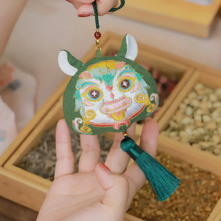 Buddha Stones 中国の十二支刺繍入り龍虎タッセル幸運かわいい動物装飾 - image 29