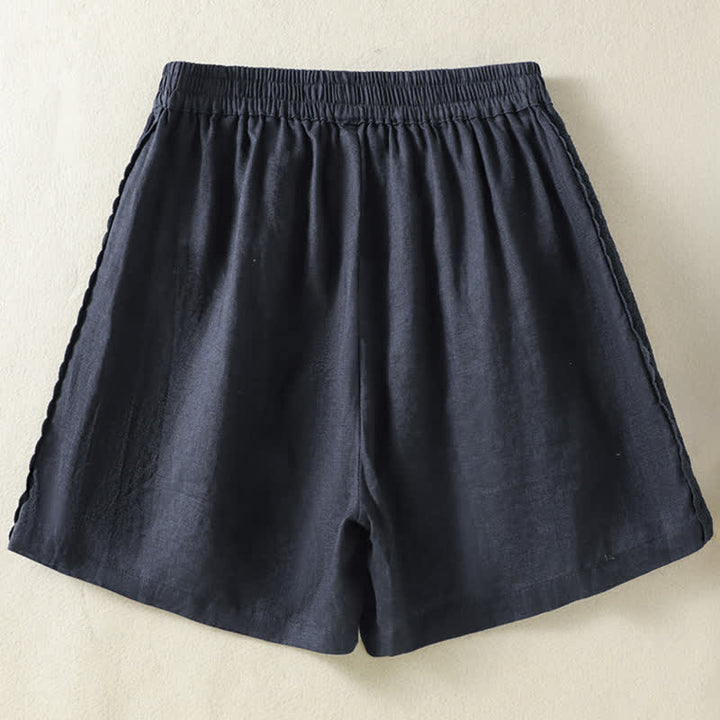 Buddha Stones 夏物カジュアルボヘミアン無地サイドレース装飾レディースショートパンツ（ポケット付き） - image 11