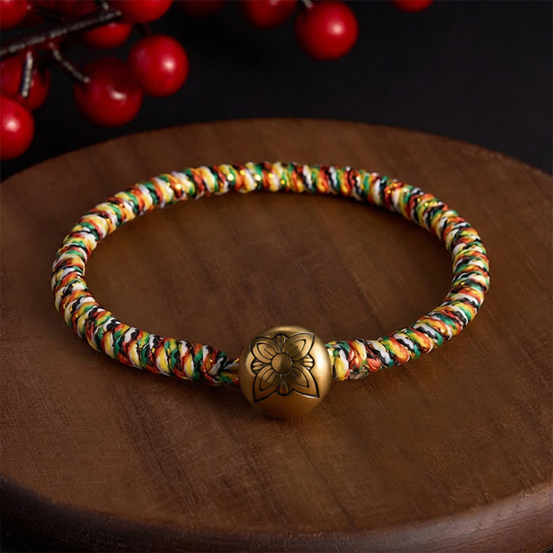 Buddha Stones 手織りのカラフルな糸を使った蓮のバランス編みブレスレット - ライラック - 7.5インチ（19cm） - image 13