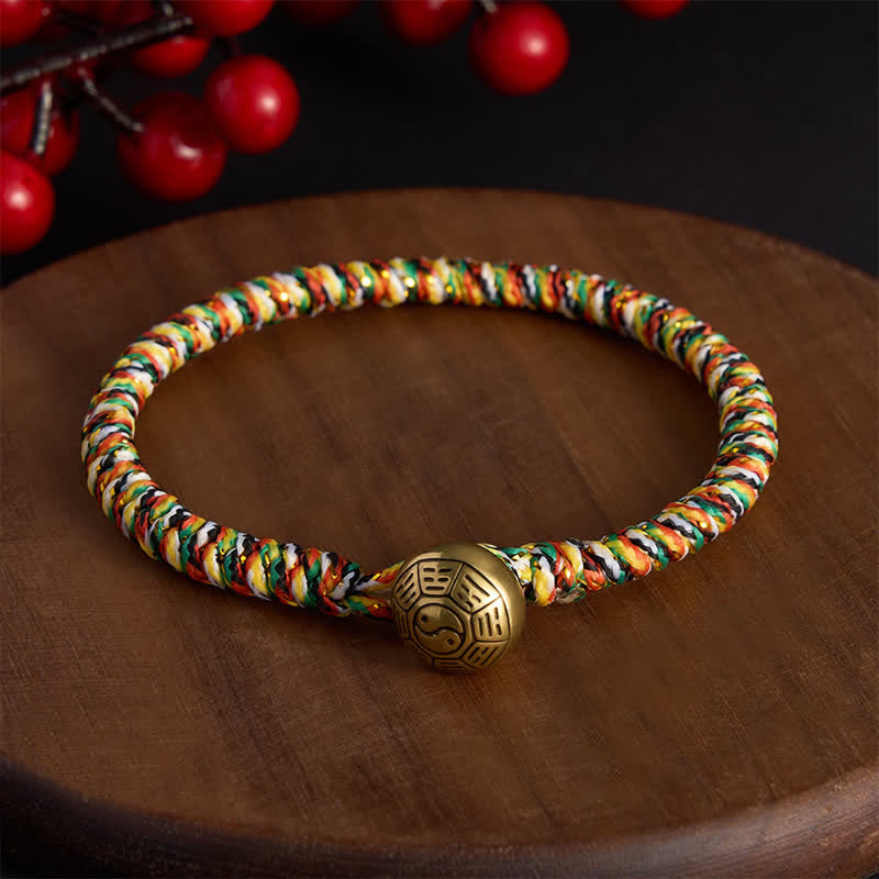 Buddha Stones 手織りのカラフルな糸を使った蓮のバランス編みブレスレット - 八卦 - 7.5インチ（19cm） - image 0