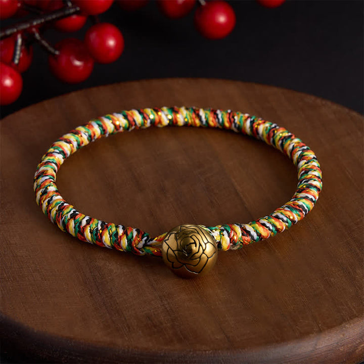 Buddha Stones 手織りのカラフルな糸を使った蓮のバランス編みブレスレット - 薔薇 - 7.5インチ（19cm） - image 17
