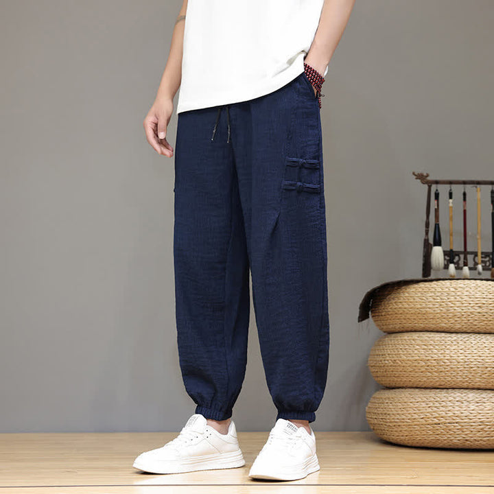 Buddha Stones 夏物カジュアルタン・スタイル無地クロップドパンツ メンズハーレムパンツ（ポケット付き） - image 8