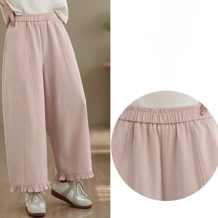 Buddha Stones夏用 カジュアル ミニマリスト 無地 クロップドパンツ レディース ワイドレッグパンツ ポケット付き - image 12