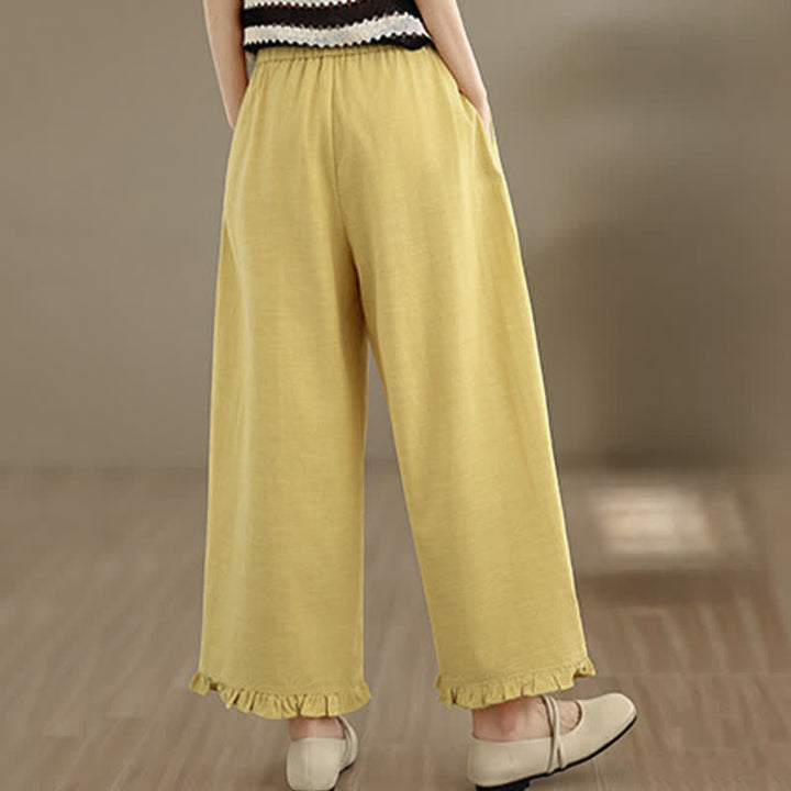 Buddha Stones夏用 カジュアル ミニマリスト 無地 クロップドパンツ レディース ワイドレッグパンツ ポケット付き - image 19