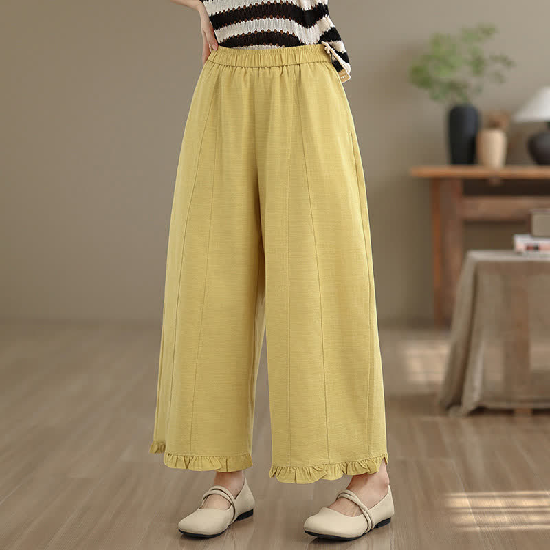 Buddha Stones夏用 カジュアル ミニマリスト 無地 クロップドパンツ レディース ワイドレッグパンツ ポケット付き - image 16