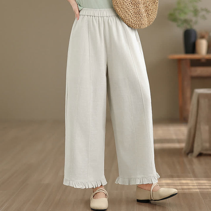 Buddha Stones夏用 カジュアル ミニマリスト 無地 クロップドパンツ レディース ワイドレッグパンツ ポケット付き - image 31