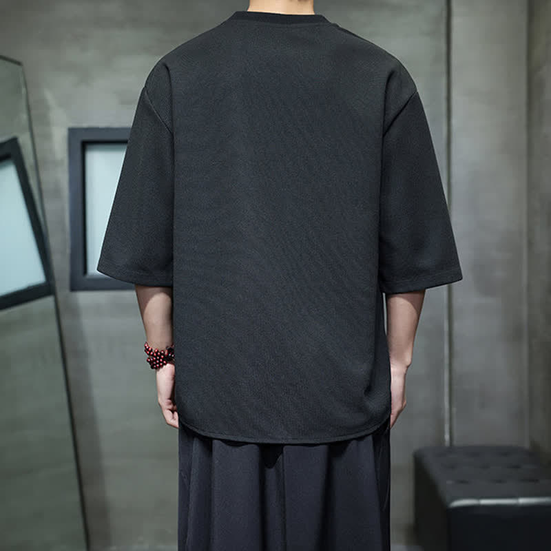 Buddha Stones 夏物カジュアルミニマリスト刺繍ホース柄コットンメンズ半袖Tシャツ - image 11