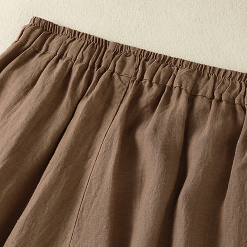 Buddha Stones 夏物カジュアルドローストリング無地リネンアンクルパンツレディースワイドレッグパンツポケット付き - image 4