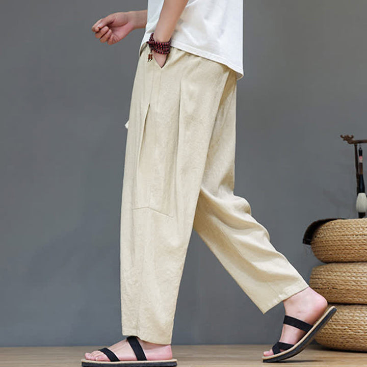 Buddha Stonesサマーカジュアル ミニマリスト ドローストリング 無地 アンクルパンツ メンズ ストレートレッグパンツ ポケット付き - トウモロコシのひげ - US/UK/AU46, EU56 （5XL） - image 28