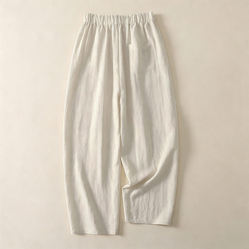 Buddha Stones 夏物カジュアルドローストリング無地クロップドパンツレディースワイドレッグパンツポケット付き - image 11