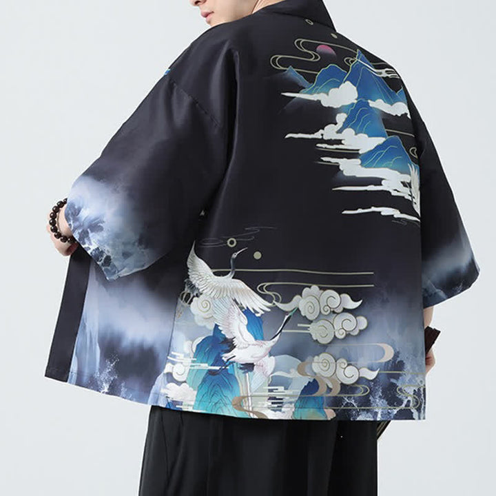 Buddha Stones 夏物カジュアル ヴィンテージ 鶴柄 メンズ着物 - image 7