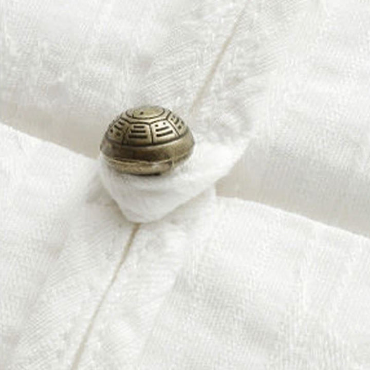 Buddha Stones 夏物 唐風 カジュアル マンダリンカラー フロッグボタン 無地 メンズ 肘丈袖 ポケット付きシャツ - image 7