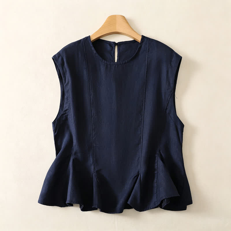 Buddha Stones 夏物カジュアルエレガント無地タンクトップ レディースノースリーブTシャツ - 海軍 - US8-10, UK/AU12-14, EU40-42 （2XL） - image 8