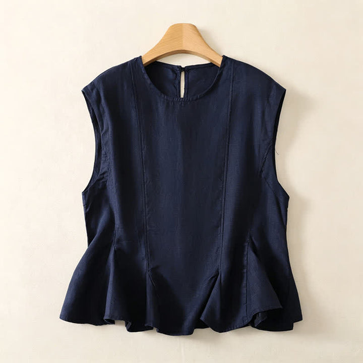 Buddha Stones 夏物カジュアルエレガント無地タンクトップ レディースノースリーブTシャツ - 海軍 - US8-10, UK/AU12-14, EU40-42 （2XL） - image 8