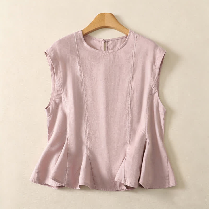 Buddha Stones 夏物カジュアルエレガント無地タンクトップ レディースノースリーブTシャツ - ライトピンク - US8-10, UK/AU12-14, EU40-42 （2XL） - image 4