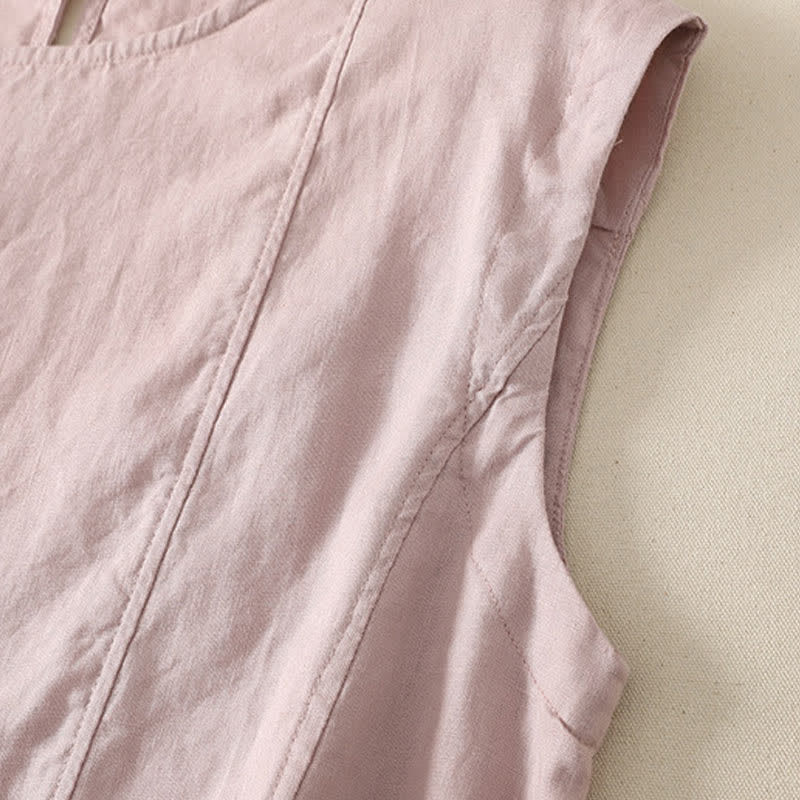 Buddha Stones 夏物カジュアルエレガント無地タンクトップ レディースノースリーブTシャツ - image 6