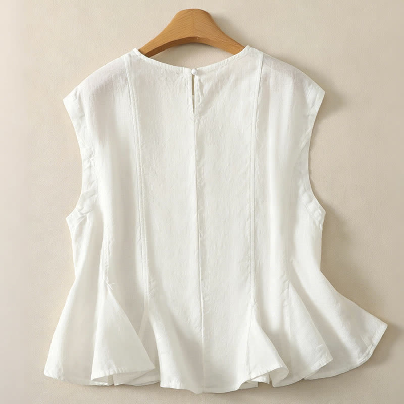 Buddha Stones 夏物カジュアルエレガント無地タンクトップ レディースノースリーブTシャツ - image 13