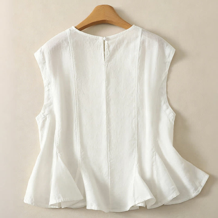 Buddha Stones 夏物カジュアルエレガント無地タンクトップ レディースノースリーブTシャツ - image 13