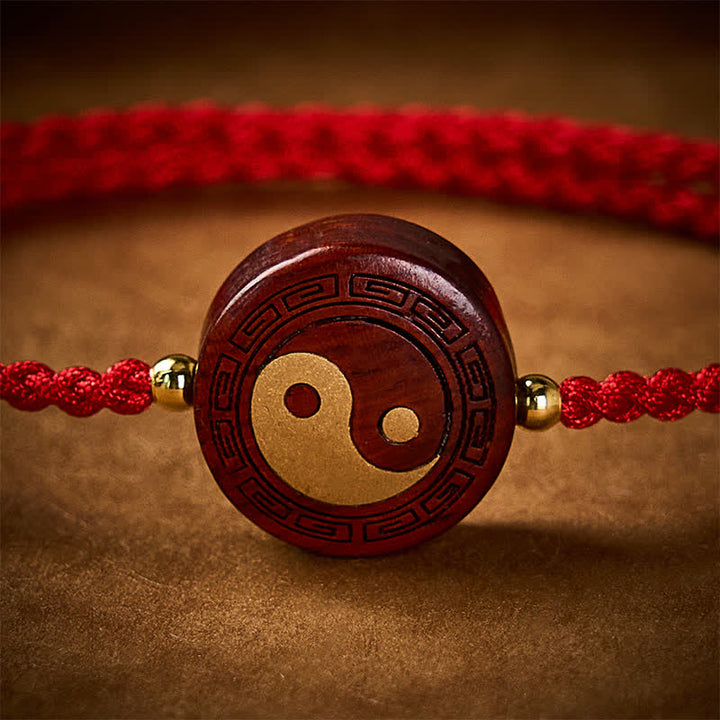 Buddha Stones 紫の白檀の陰陽護符赤紐ブレスレット - image 4