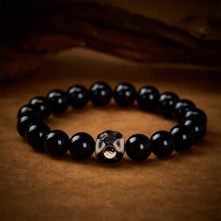 Buddha Stones チベット瑪瑙の陰陽富の丸ビーズブレスレット - image 3